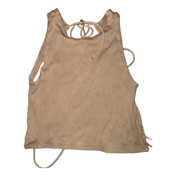Beige ribattu toppi