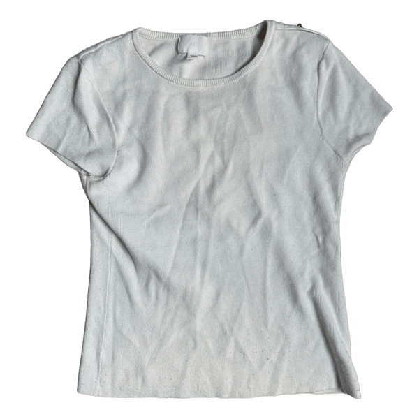 Hvid ribstrikket t-shirt