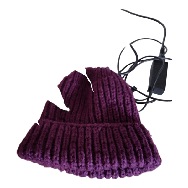 Purple ribbed knit beanie