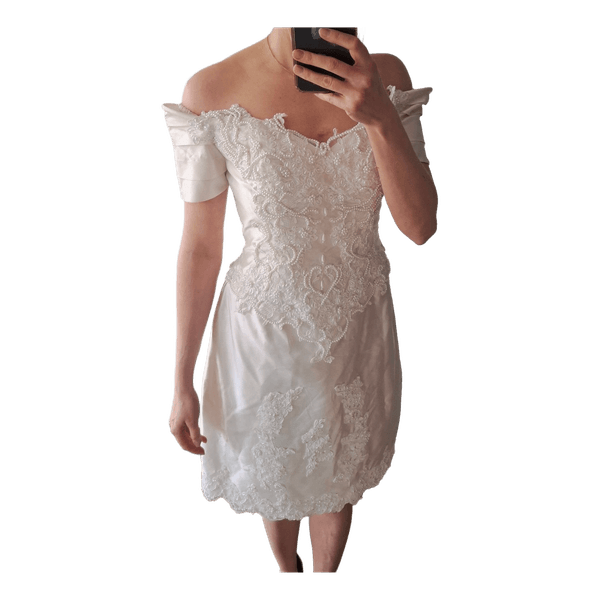 White vintage beaded silk dress