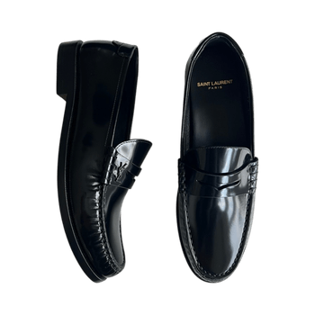 YSL black leather loafers