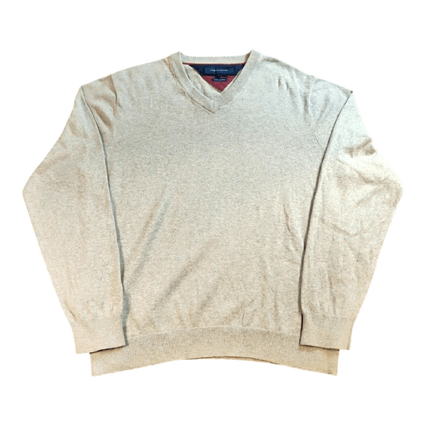 Tommy Hilfiger miesten V-aukkoinen neule - Puuvillaa Kashmir - Harmaa - M/L