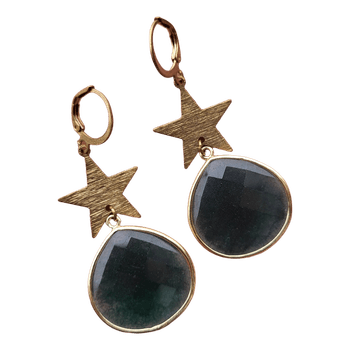 Gold star drop earrings