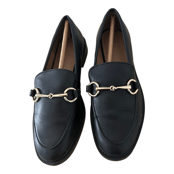 Sorte loafers med spænde