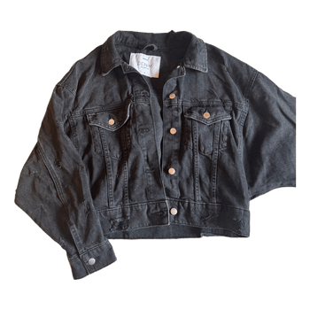 Black distressed denim jacket