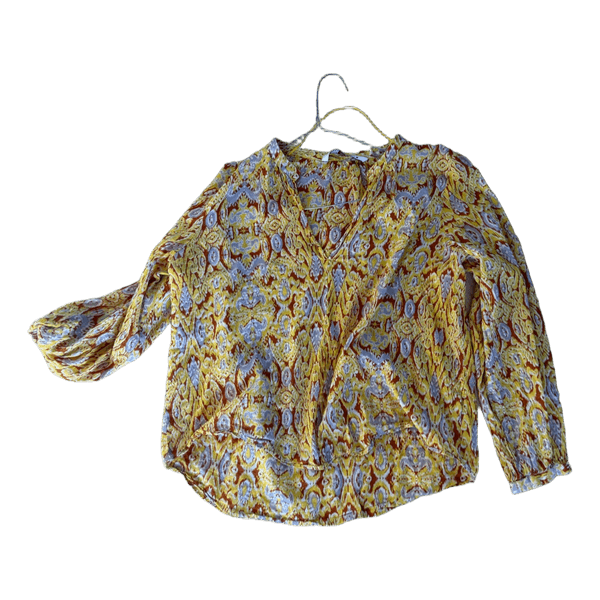 Gul mønstret bluse