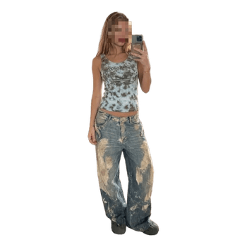 Blue tie dye tank top vintage edc