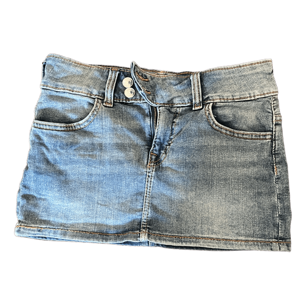 Blue denim mini skirt