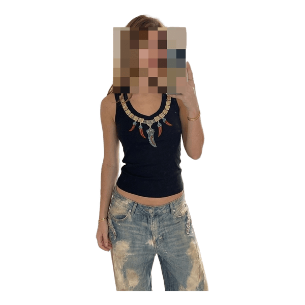 Black embellished tank top
