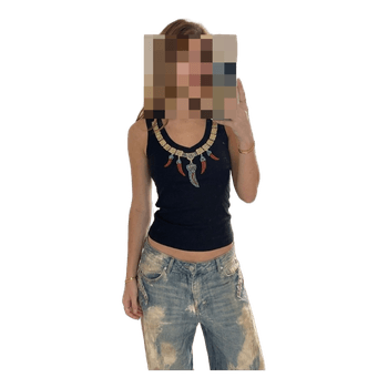 Black embellished tank top
