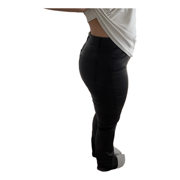 Black faux leather trousers