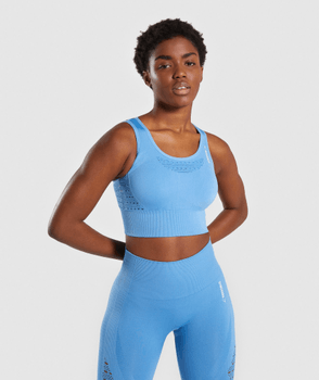 Blue seamless crop top