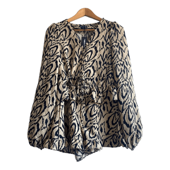 PrettyLittleThing Tiger Print Playsuit XS UK6 Animal Print Puff Sleeve Romper NWT