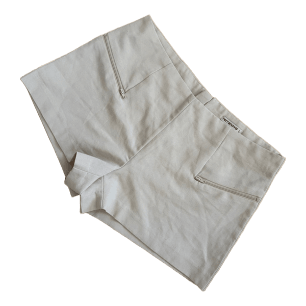 Beige shorts with zippers