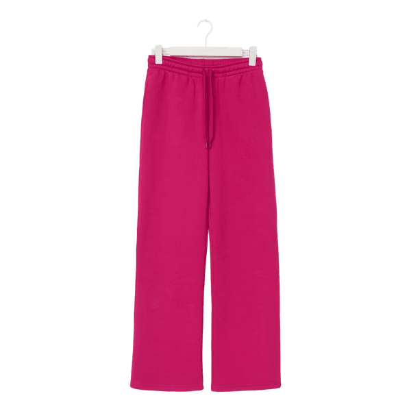 Rosa mjukisbyxor med vida ben