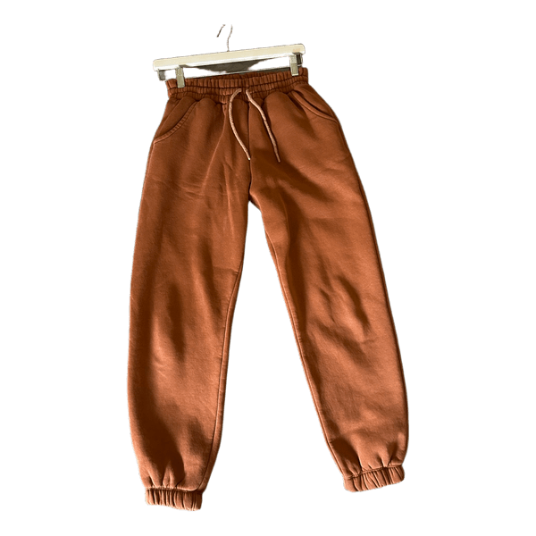 Brownish orange drawstring jogger sweatpants