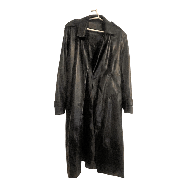Black faux leather coat