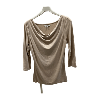 Beige draped long-sleeve top
