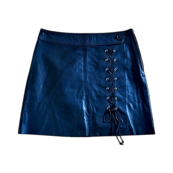 Black leather mini skirt