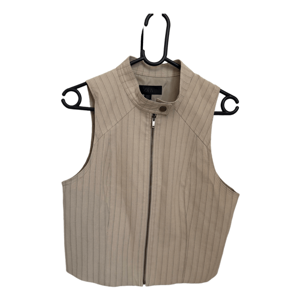 Beige stribet vest