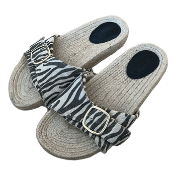 Zebra print espadrille sandals