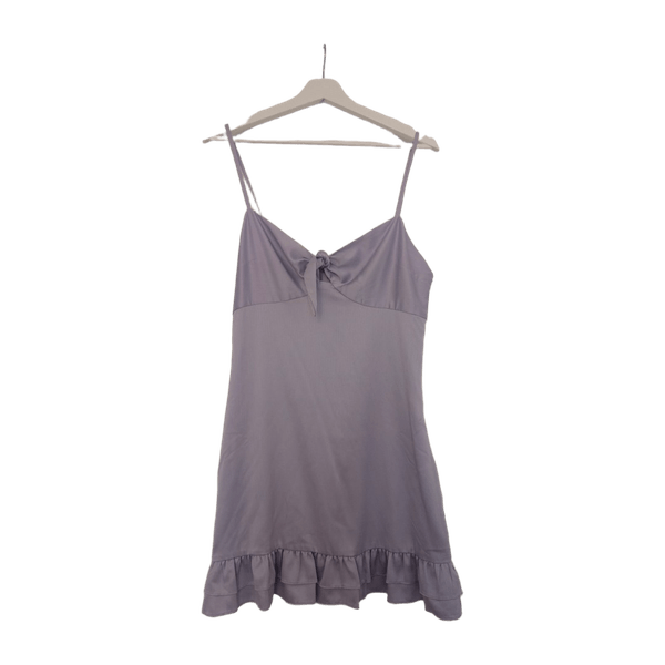 Lilac tie frill mini dress