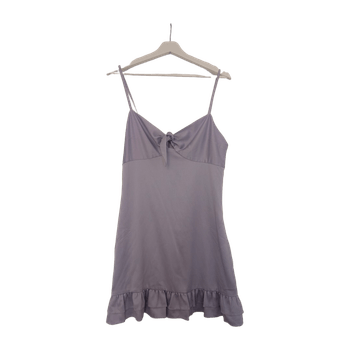Lilac tie frill mini dress