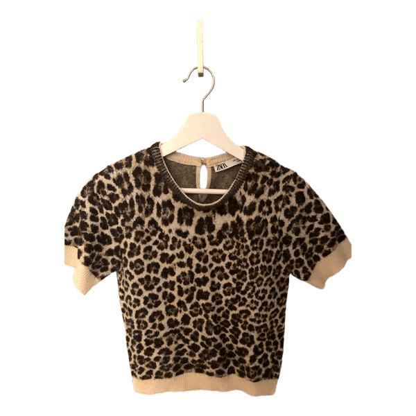 Zara kortærmet strik med leopardprint