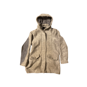 Beige hooded wool coat