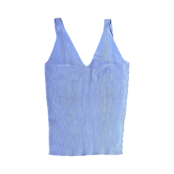 Lilac ribbed V-neck tank top