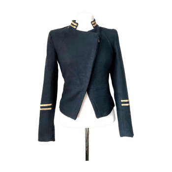 H&M asymmetric military blazer jacket with wool blend.