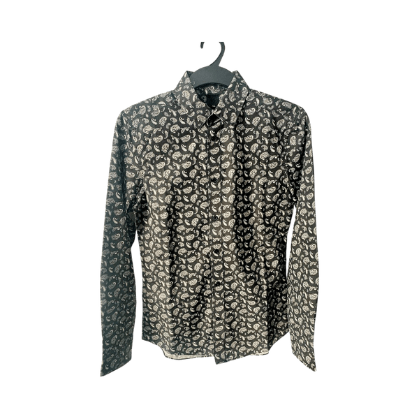 Black paisley print shirt