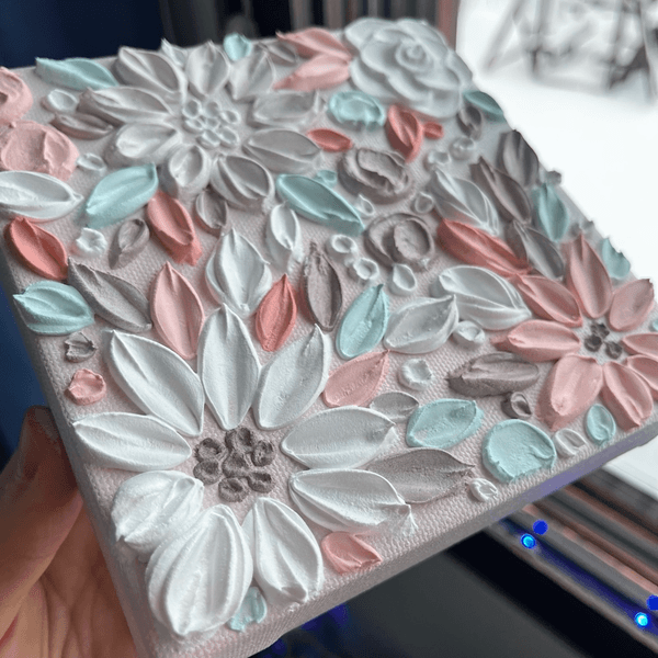 Biege textured floral painting