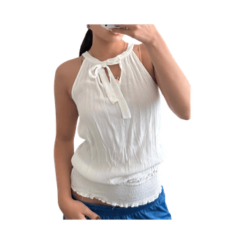 White halter neck top