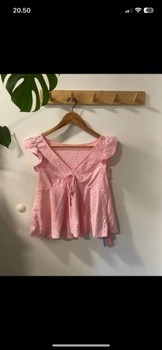 Pink eyelet top
