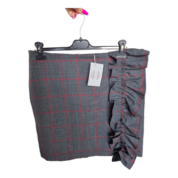 Grey plaid mini skirt