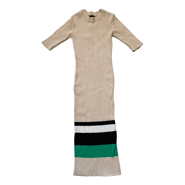 Beige ribbed knit dress