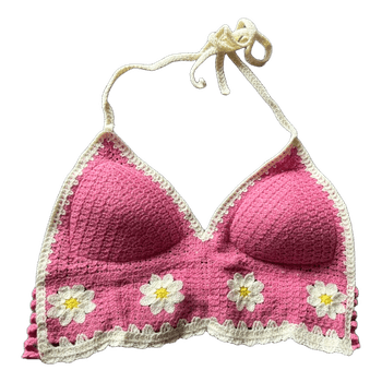 Pink crochet floral top