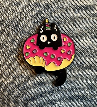 Cat donut enamel pin