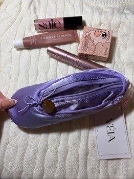 Purple satin ballet bag