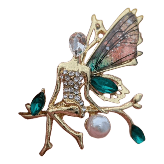 Gold tone fairy brooch