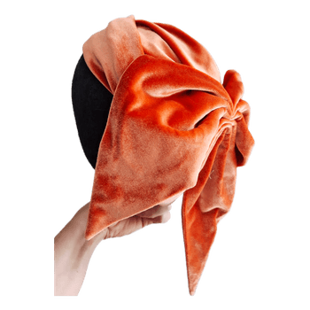 Kirsi Nisonen orange velvet turban