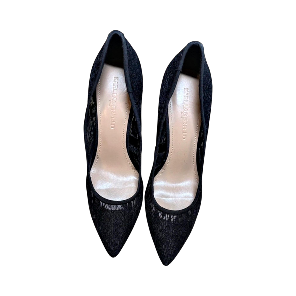 Black lace high heels
