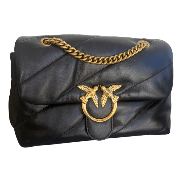 Pinko Love Puff Medium Black Leather Bag