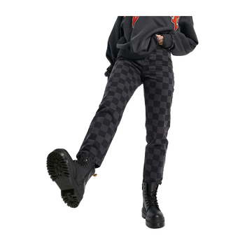 Black checkerboard mom jeans