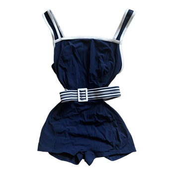 Navy swimsuit with belt