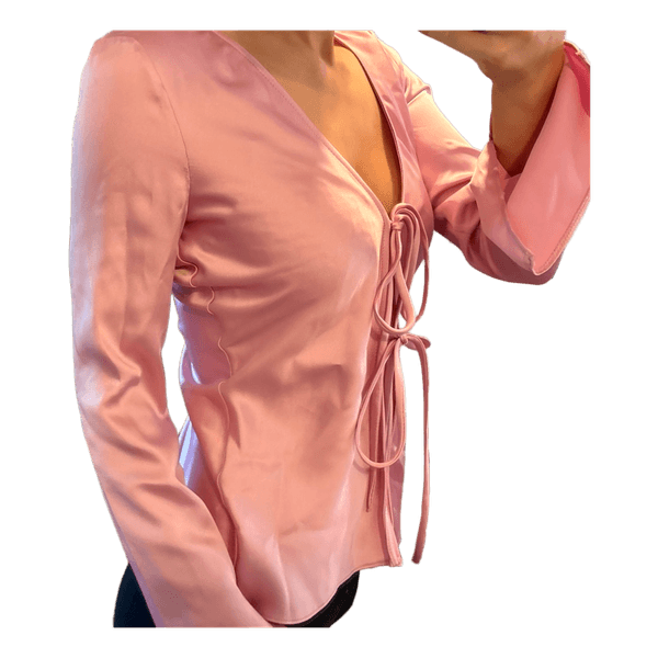 Pink tie front top