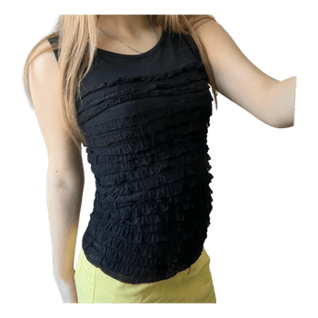 Black ruffle sleeveless top