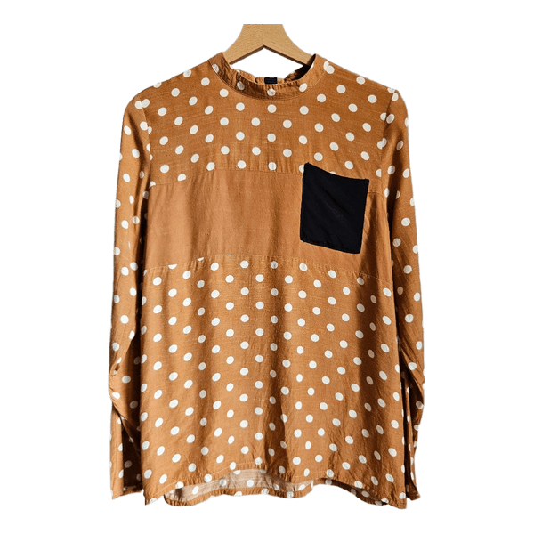 NÜMPH Camellei Polka Dot Blouse Brown White Size 38 100% Viscose Nordic