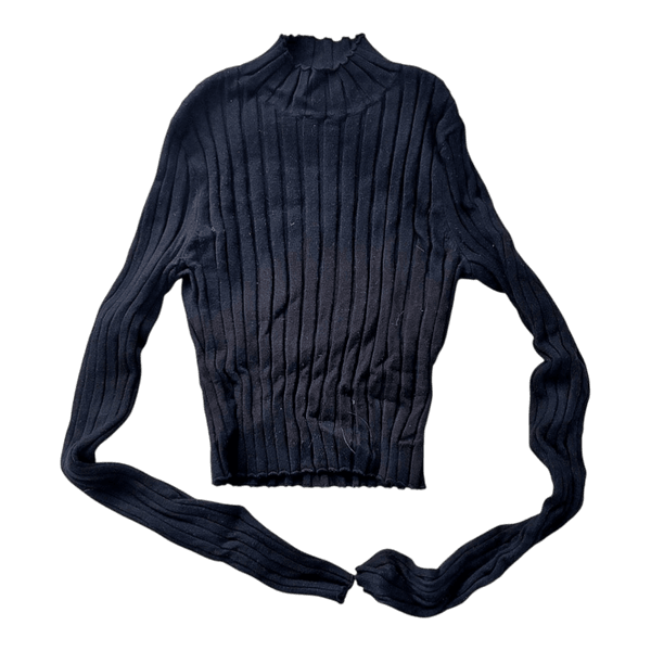 Black ribbed long-sleeved top